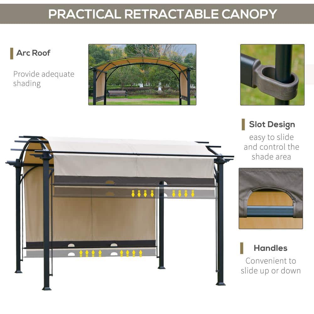 11 ft. x 11 ft. Beige Steel Frame Outdoor Patio Gazebo