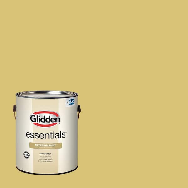 Glidden Essentials 1 gal. PPG1109-4 Citrus Yellow Flat Exterior Paint