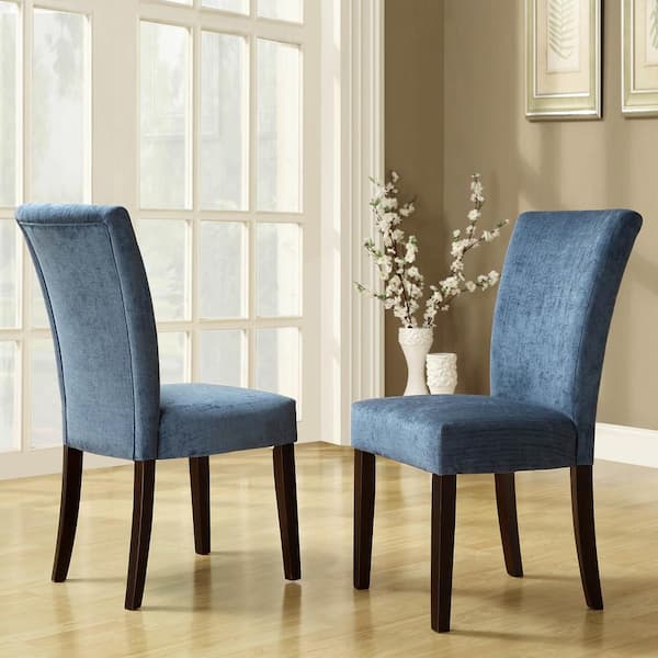 Homesullivan Espresso Royal Blue, Navy Blue Parsons Chairs