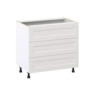 36 in. W x 24 in. D x 34.5 in. H Littleton Painted Gray Shaker Assembled Base Kitchen Cabinet with 3-Drawers