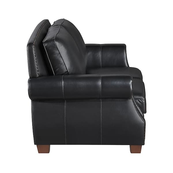 Lazzara Martina 64.5 in. W Black Leather 2-Seater Love Seat