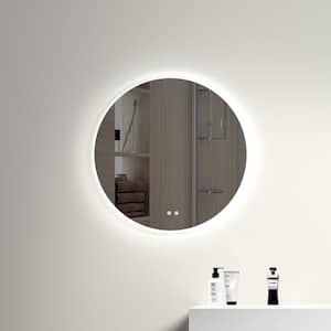 20 in. W x 20 in. H Round Frameless Anti-Fog Wall Mounted Bathroom Vanity Mirror in Silver