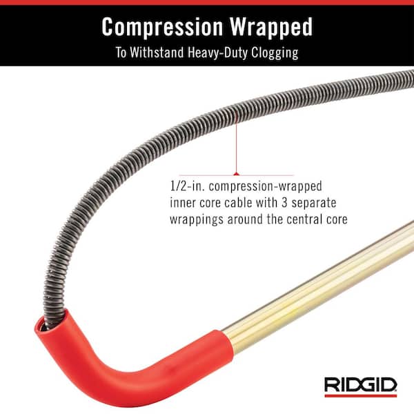 RIDGID 59787 K-3 Toilet Auger, 3-Foot Toilet Auger Snake with Bulb