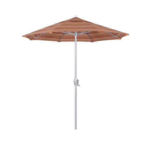 California Umbrella 7.5 ft. Matted White Aluminum Market Patio Umbrella Auto Tilt in Dolce Mango Sunbrella