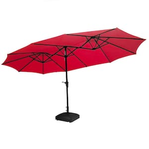 15 ft. Market Patio Umbrella 2-Side in Red with Mobile Base