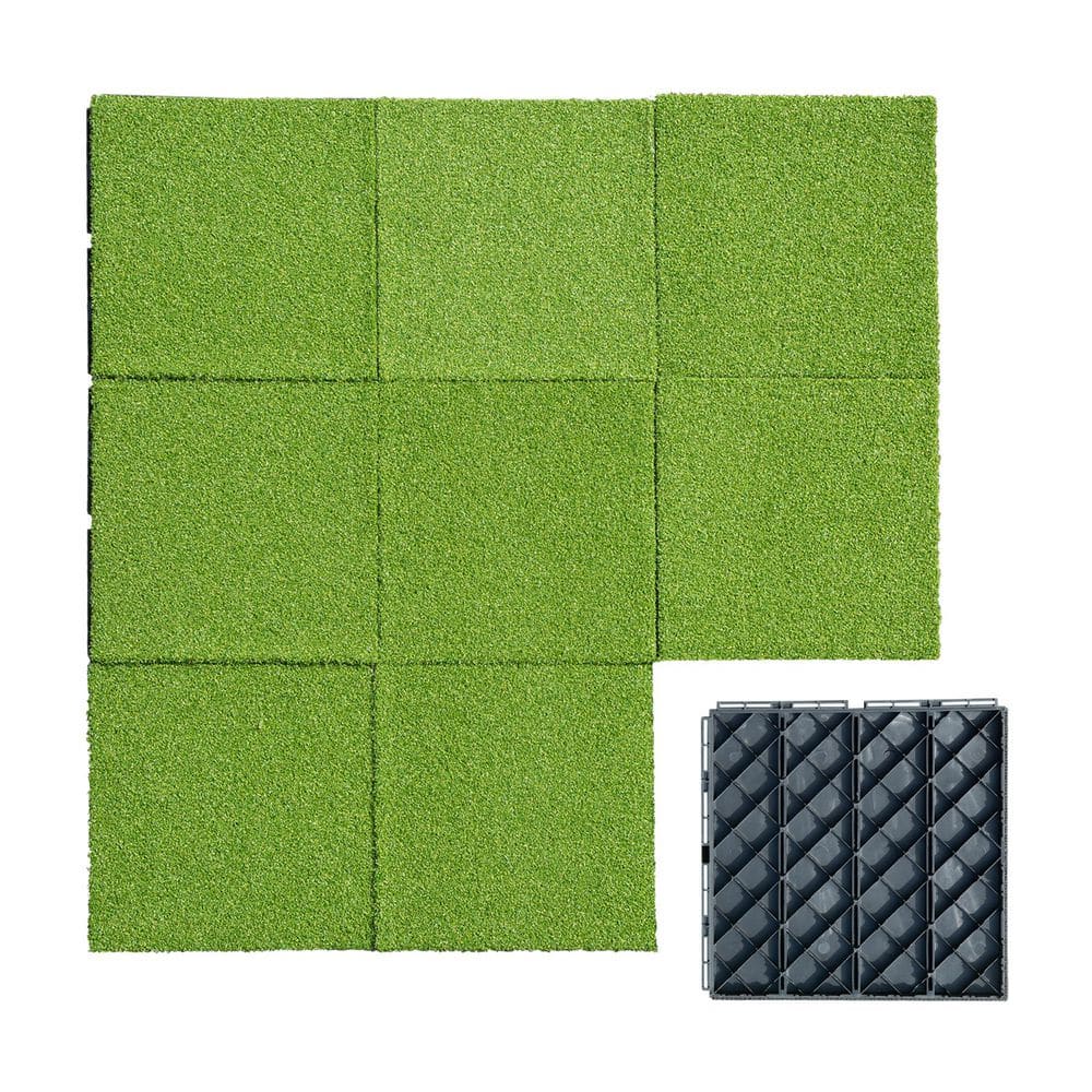 Durable Grass Plastic Deck Tiles, Realistic Artificial Turf Adds Greenery a