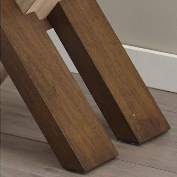 Natural Cherry Glass Top Square End Table with Cross Base