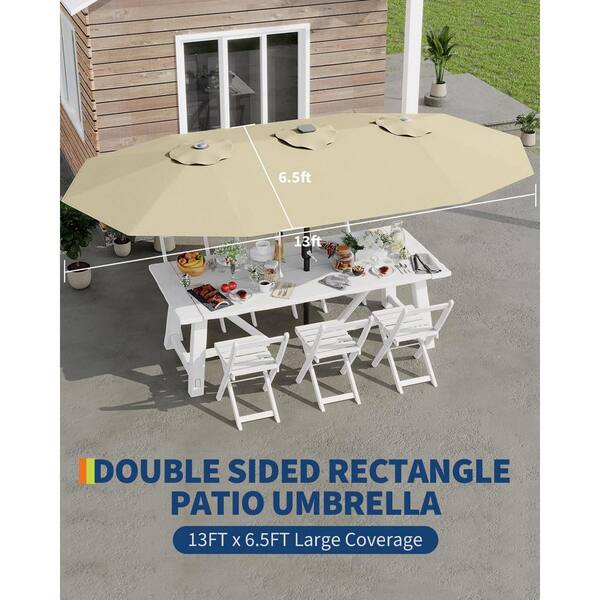 hyvee patio umbrella 12x12ft Best with Sunbrella Fabric, Large Outdoor Cantilever Umbrella, Spectrum Indigo Features a crank lift and tilt system for easy adjustment to the suns direction Garvee 10 ft. 3-Tier Patio