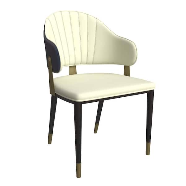 Leisuremod Aria Upholstered Modern Dining Chair with Metal Legs Armless Leather Upholstered Accent Chair for Dining Room, Blue