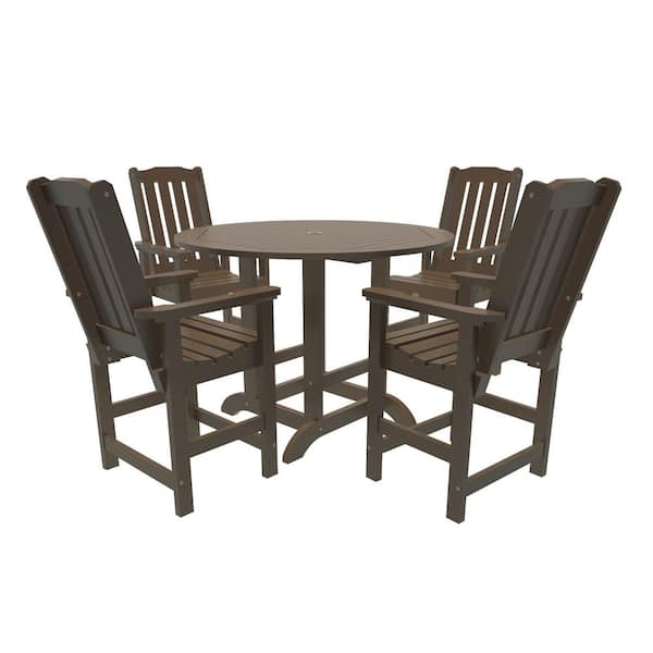 Unbranded Springville 5-Pieces Round Recycled Plastic Outdoor Counter Dining Set