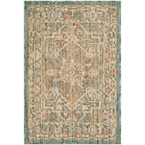 Antique Bloom Teal 2 ft. x 3 ft. Medallion Traditional Area Rug