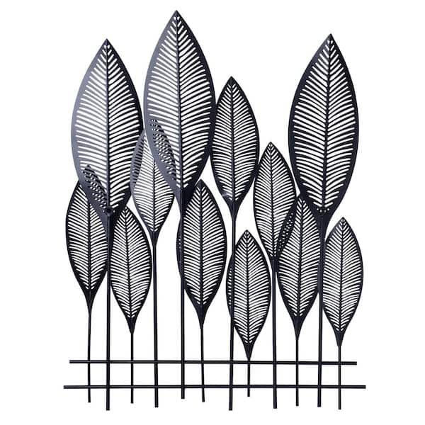 Deco 79 Metal Leaf Tall Cut-Out Wall Decor with Intricate Laser Cut  Designs, 21 x 2 x 33, Green