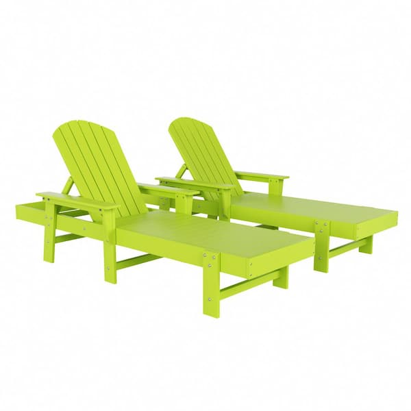 WESTIN OUTDOOR Altura 2-Piece Fade Resistant Classic Adirondack Poly Reclining Outdoor Chaise Lounge Chair with Arms in Lime