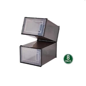 8-Pair Black Clear Stackable Plastic Shoe Boxes (13.7 in. L x 9.84 in. W x 7.36 in. H)