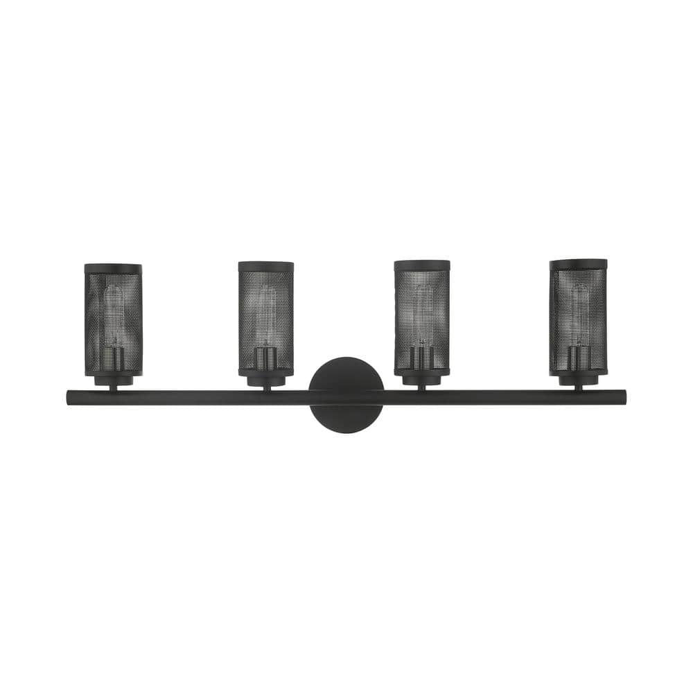 Industro Sleek 4-Light Black and Brushed Nickel Outdoor Vanity Sconce