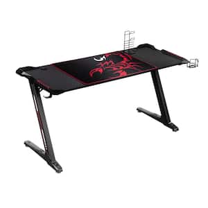 Techni Sport Ergonomic Computer Gaming Desk Workstation with Cupholder &  Headphone Hook, Red RTA-TS206D-RED - The Home Depot