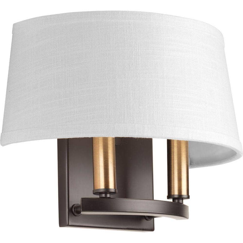 Antique Bronze 15" Dimmable Wall Sconce with Linen Shade