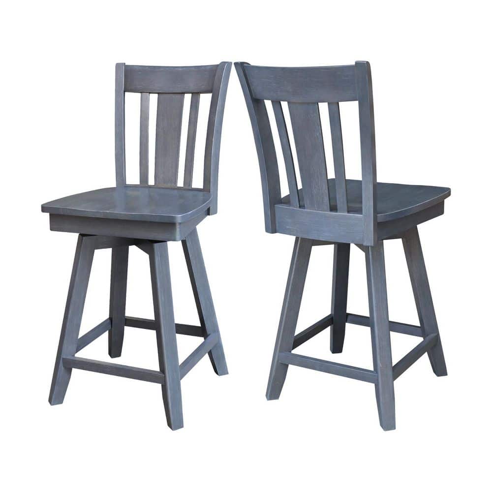 Heather Gray Solid Wood Swivel Counter Height Stool