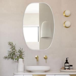 24 in. W x 36 in. H Silver Oval Wall Mirror Aluminum Frame Vanity Mirror Bathroom Mirror