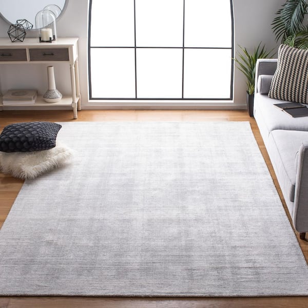 Mirage 6 ft. x 9 ft. Light Gray Distressed Striped Solid Color Area Rug