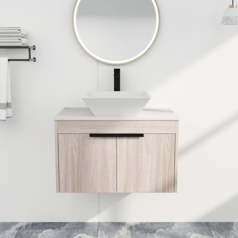 30 in. Wall-Mounted Single White Oak Bath Vanity with White Ceramic Sink Unassembled price history on PriceWatchPro