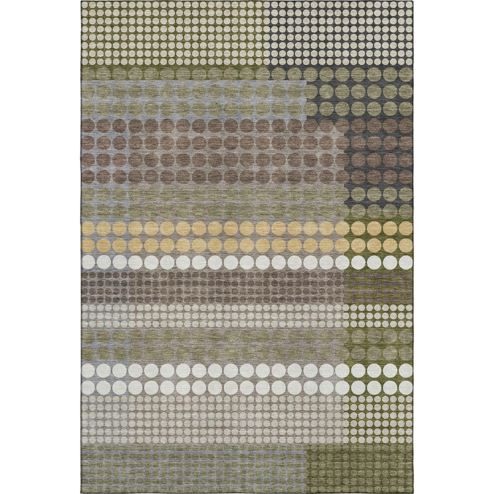 Mayfield Premium Machine Washable Abstract AMF2445 Olive 3 ft. x 5 ft. Area Rug price history on PriceWatchPro