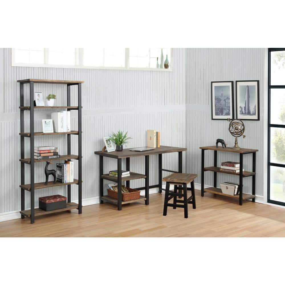 Pomona 48" Medium Brown Birch Wood Desk with Metal Legs