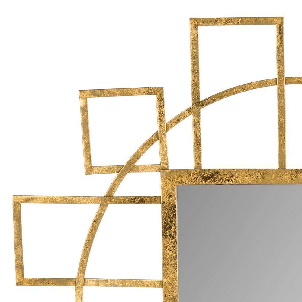 35" Gold Rectangular Wood Contemporary Wall Mirror