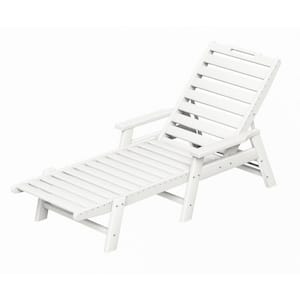 White HDPE Recycled Plastic Outdoor Chaise Lounge