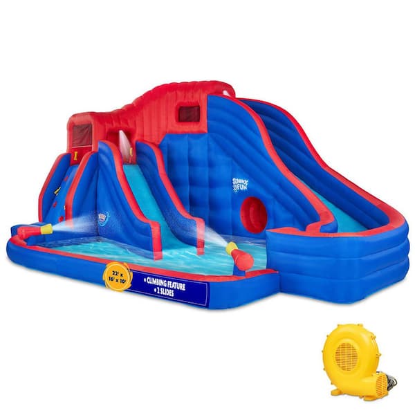 SUNNY & FUN Inflatable Water Slide Park and Blow up Pool w