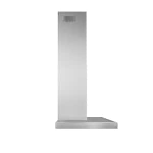 30-in. Convertible Wall-Mount T-Style Chimney Range Hood, 450 Max CFM, Stainless Steel with Black Glass