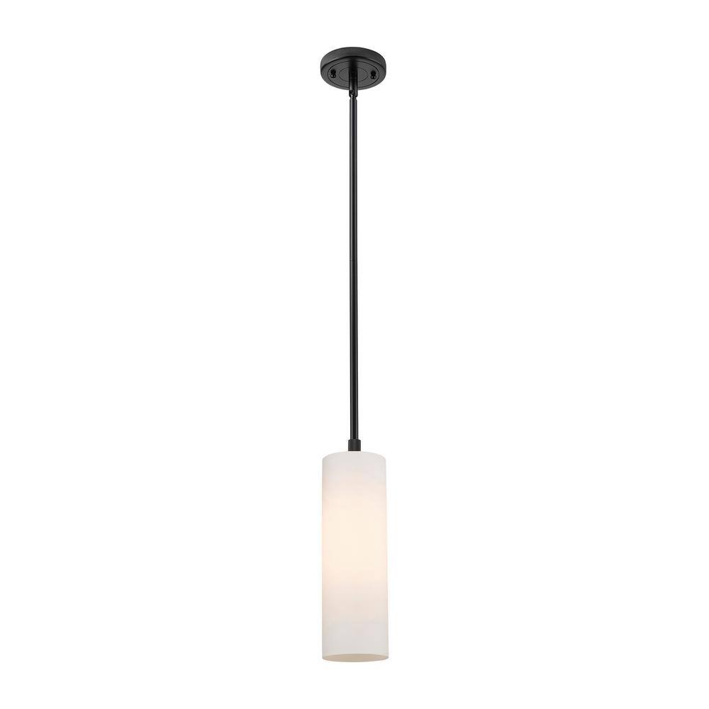 Crown Point 100-Watt 1 Light Matte Black Shaded Pendant Light with Frosted glass Frosted Glass Shade price history on PriceWatchPro