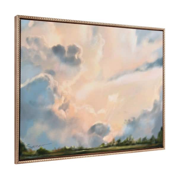 Kate and Laurel Modern Clouds Landscape Framed Canvas Art 1-Piece Gold Framed Canvas Art Print, 28 in. x 38 in.