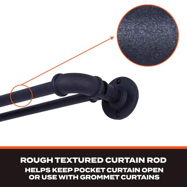 Industrial Double Curtain Rods For Windows - Adjustable 31 To 95 Inch, Heavy Duty Blackout Wrap Around Rods