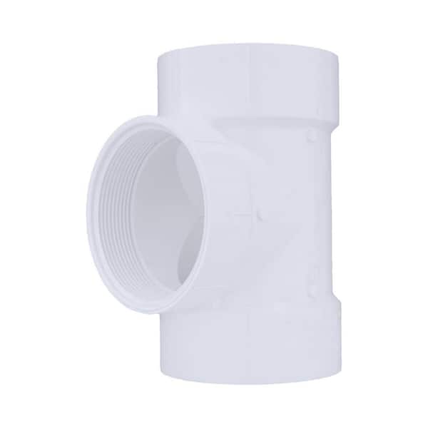 Charlotte Pipe 3 in. x 3 in. x 3 in. PVC DWV Flush Cleanout Tee Fitting