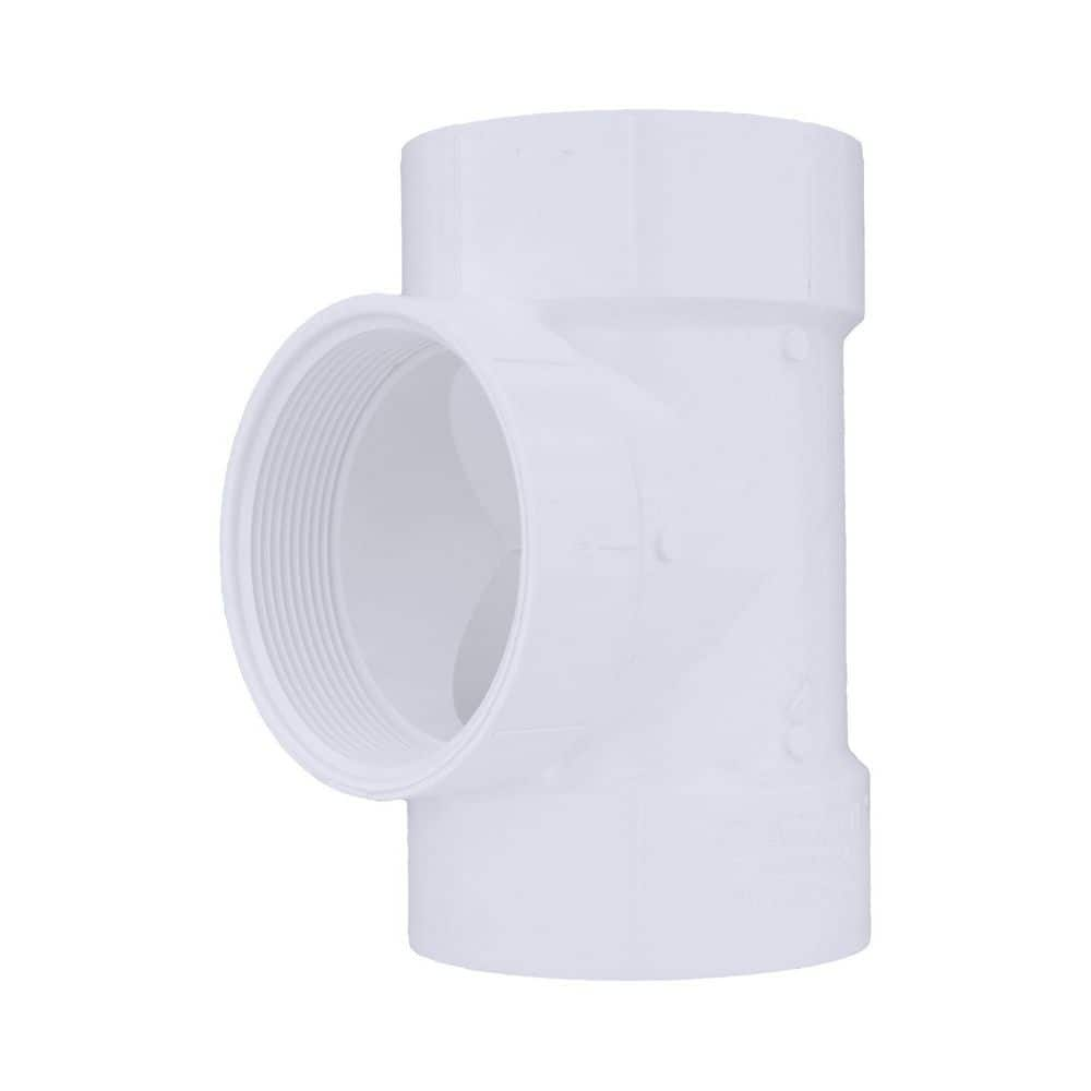 Charlotte Pipe 4 in. x 4 in. x 4 in. PVC DWV Flush Cleanout Tee ...