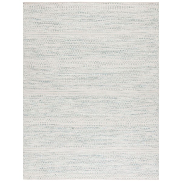 Kilim 8 ft. x 10 ft. Ivory/Light Blue Chevron Striped Area Rug