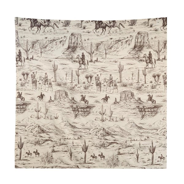 Cowboy 72 in. W x 72 in. L Cotton Shower Curtain in Beige and Taupe