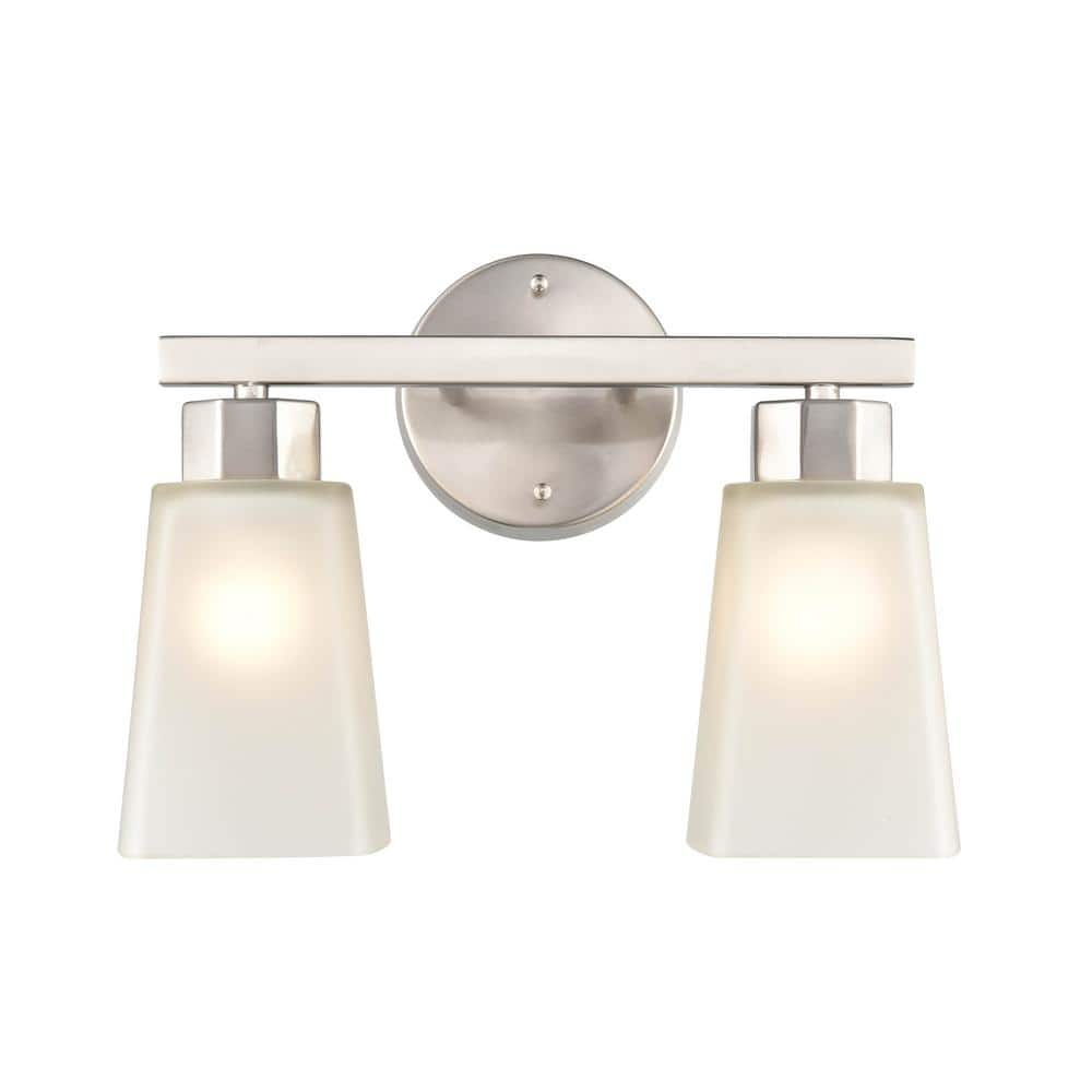 Coley 13.5 in. 2-Light Brushed Nickel Vanity Light with White Glass Shade -  Millennium Lighting, 4272-BN