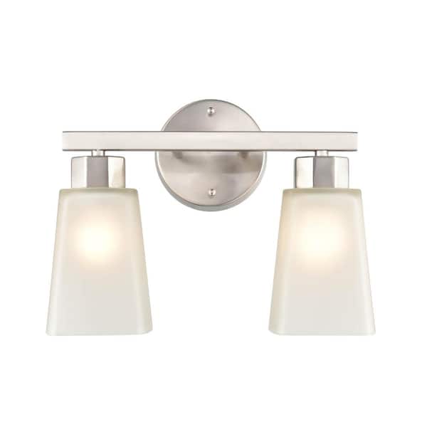 Millennium Lighting Coley 13.5 in. 2-Light Brushed Nickel Vanity Light with White Glass Shade