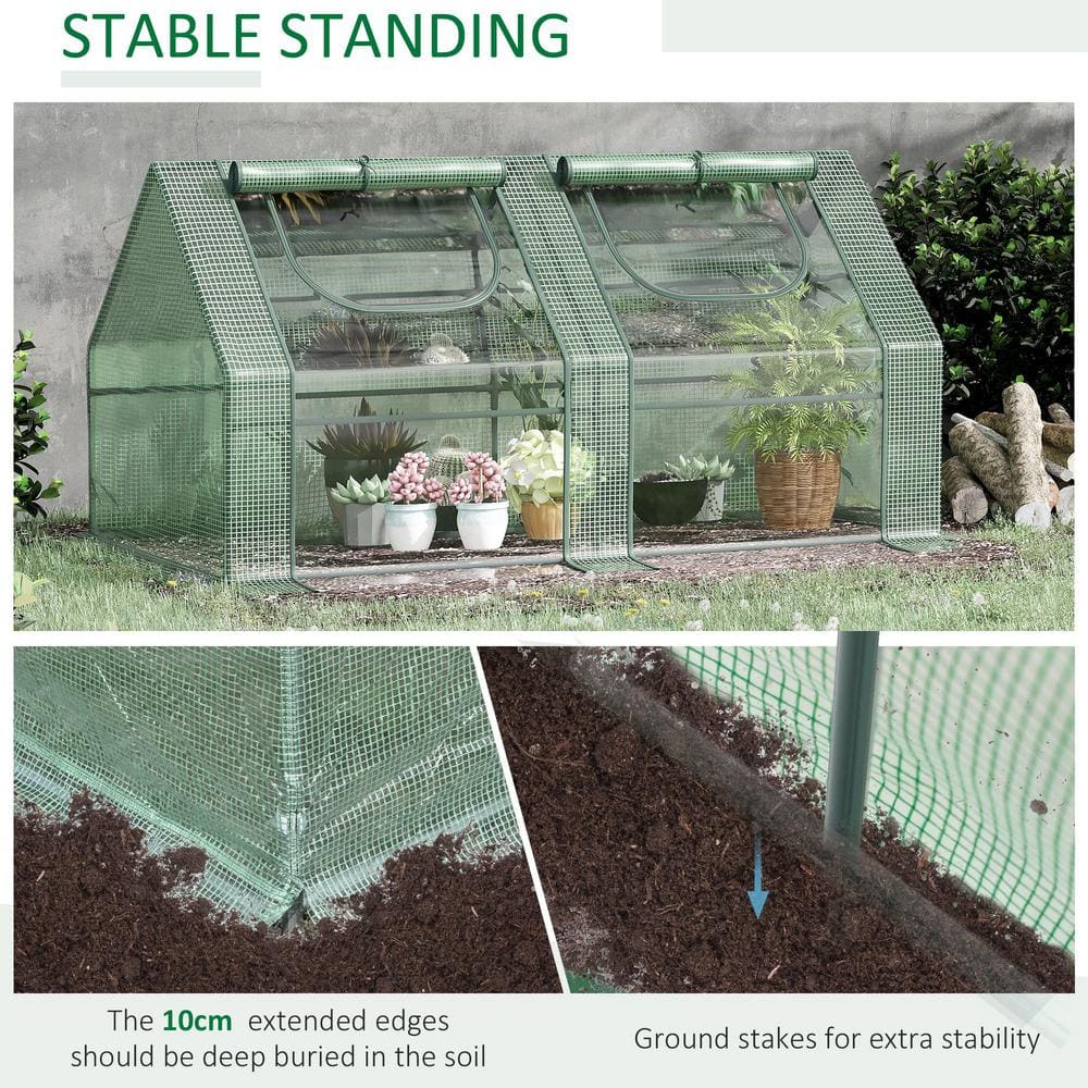 Outsunny 6'x3' Double-Cover Portable Greenhouse with Steel Frame