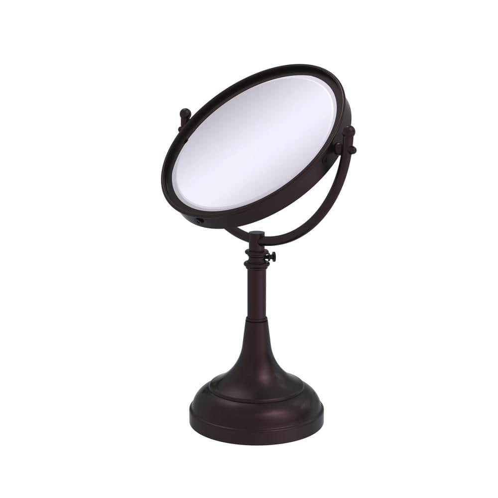 Allied Brass Height Adjustable 8 in. Vanity Top Makeup Mirror 3X Magnification in Antique Bronze