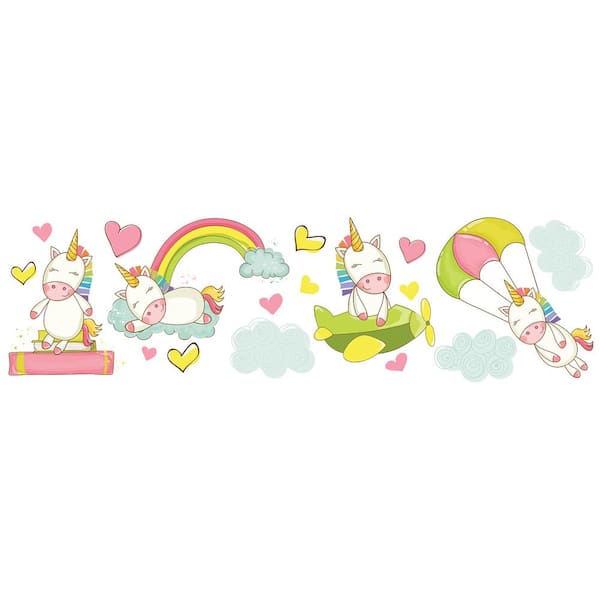 Crearreda Yellow Semi-Gloss Baby Unicorns Stickers