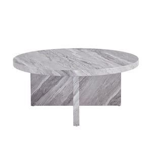 Gray MDF Round Outdoor Side Table 1-Piece