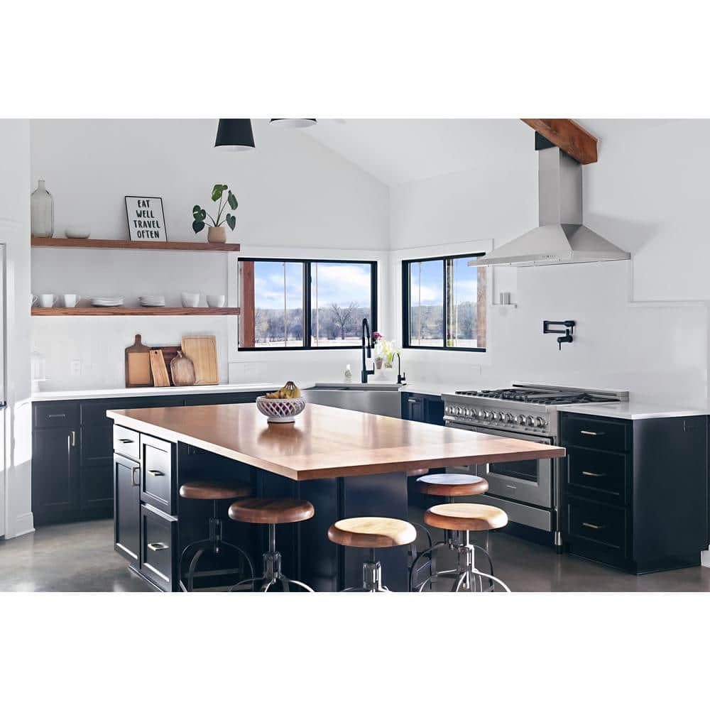 48" Stainless Steel Convertible Wall Mount Range Hood with Charcoal Filters
