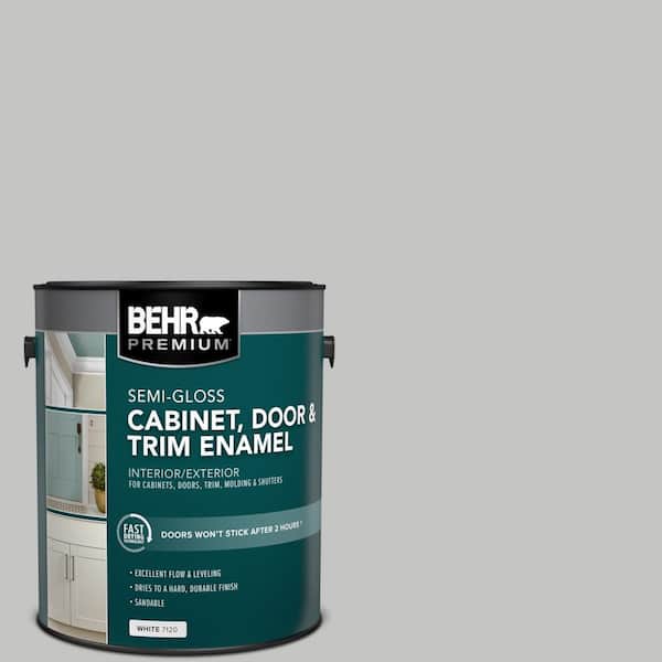 BEHR PREMIUM 1 gal. #N520-2 Silver Bullet Semi-Gloss Enamel Interior/Exterior Cabinet, Door & Trim Paint