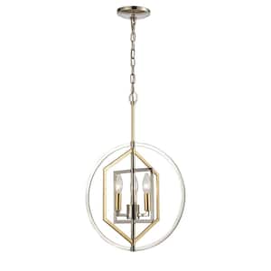 Clyde 15 in. W 3-Light Polished Nickel Chandelier with No Shades