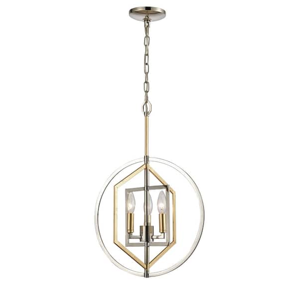 Titan Lighting Clyde 15 in. W 3-Light Polished Nickel Chandelier with No Shades