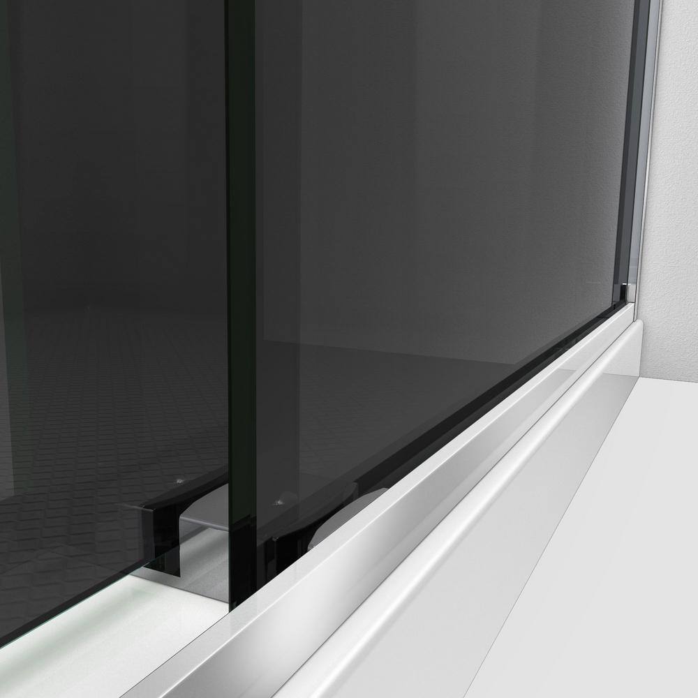 Essence-H 48" x 76" Semi-Frameless Chrome and Gray Glass Shower Door