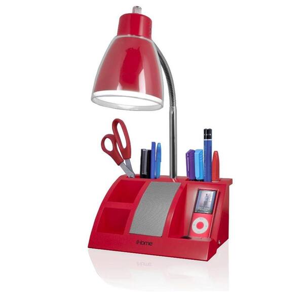 iHome 19 in. Red MP3 Organizer Lamp-DISCONTINUED